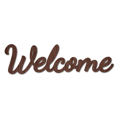 CREATCABIN Cutout Welcome Sign Wooden Wall Art Decor Wood Word Sculpture Signs Rustic Farmhouse For Housewarming Home Front Door Entryway Wall Decoration, Brown, 11.9 x 3.2inch