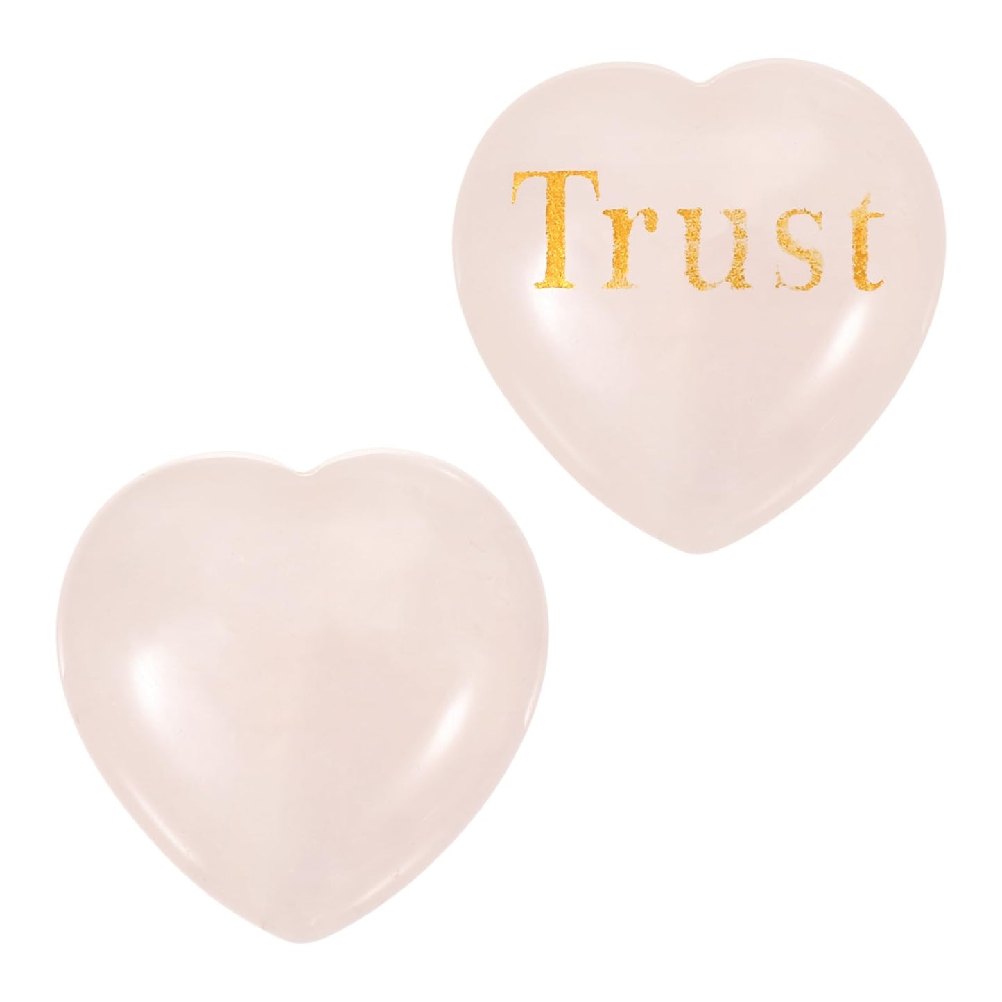PATIKIL 2Pcs Natural Heart Shaped Crystal Stone, 1.2" Love Worry Stone with Inspirational Words, Pocket Rock Anxiety Crystals for Women Stress Gifts Meditation, Pink(Trust)