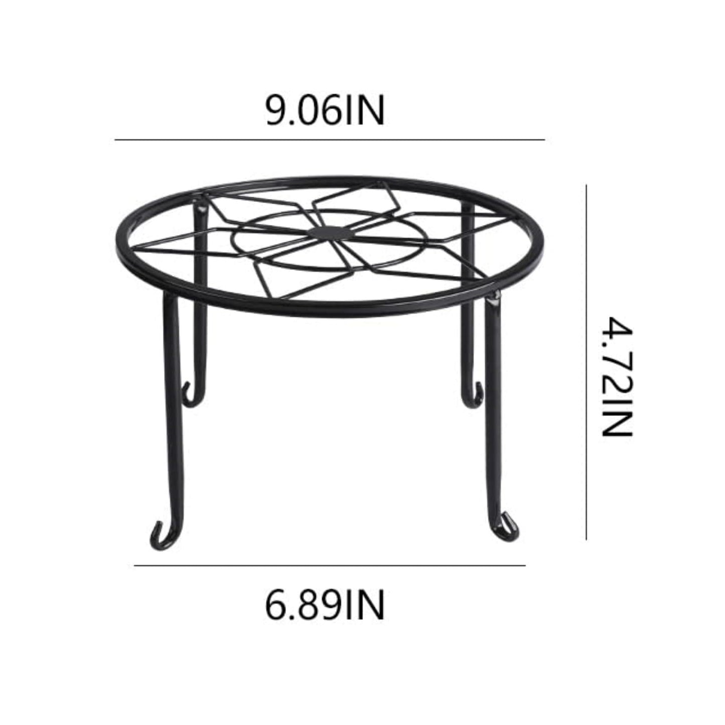 4 Pack Black Metal Potted Plant Stand for Indoor and Outdoor Plants 9.1 inches Heavy Duty Flower Pot Planter Holder, Metal Rustproof Iron Garden Container Round Supports Rack for Planter Pumpkin Stand