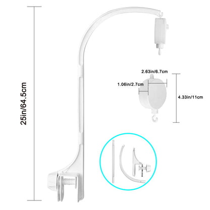 AIFUDA 25 Inch Baby Cot Mobile, Musical Cot Mobile for Babies Infant Crib Mobile for Nursery Decor Bed Bell Holder with Rotating Music Box