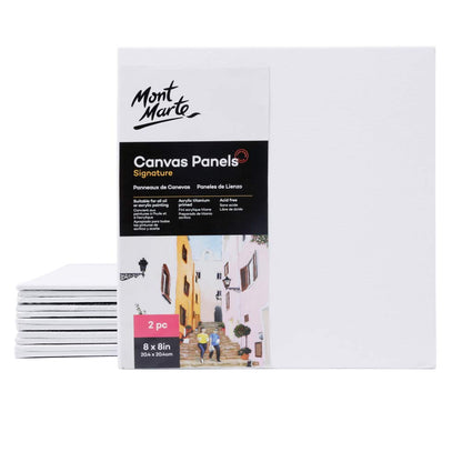 Mont Marte Professional Series Painting Canvas Panels 8 x 8 inch, 12-Pack. Suitable for Artists at All Skill Levels