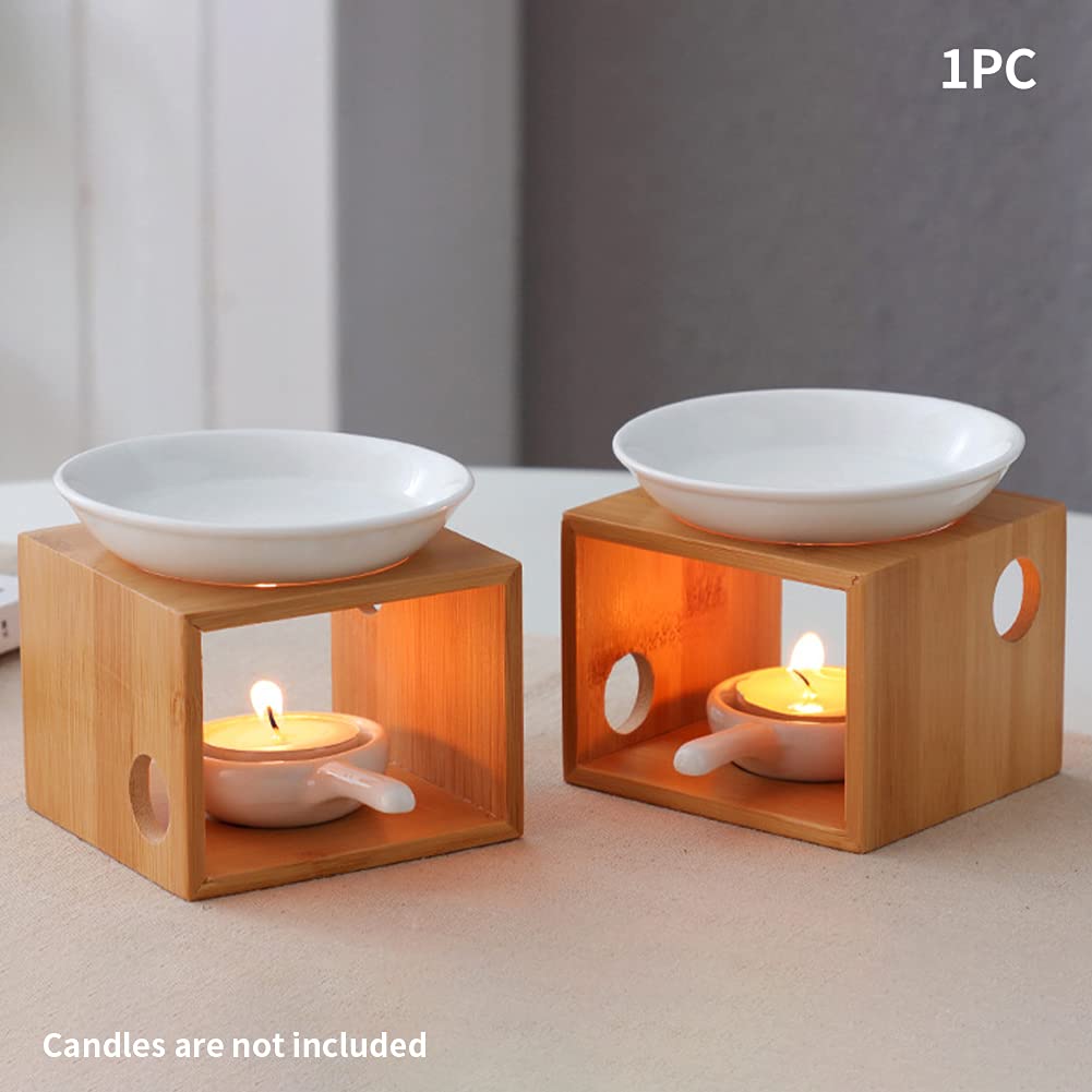 XIHUADOU Wooden Essential Oil Burner, Aromatherapy Burner Oil Warmer Diffuser, WaxMelt Warmer with Tealight Candle Holder for Holiday Home Birthday Wedding Valentine Decoration