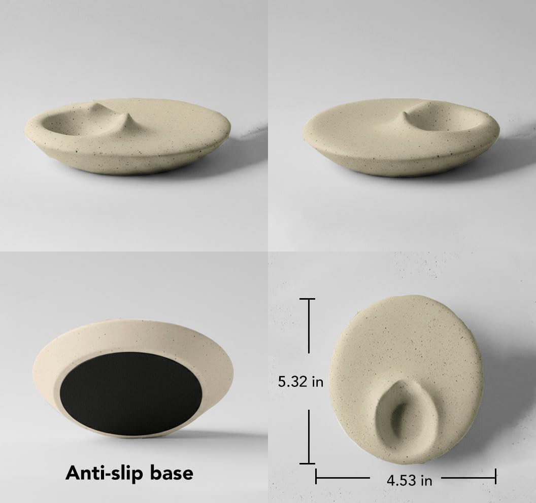 Velshirae Speckled White Cement Incense Holder & Palo Santo Burner – Minimalist Oval Design for Meditation, Yoga & Home Aromatherapy