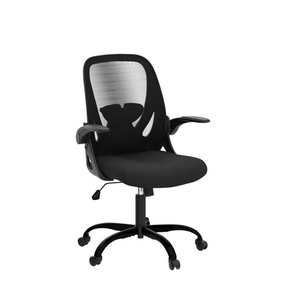 Primy Office Chair Ergonomic Desk Chair with Flip up Armrests Swivel Breathable Desk Mesh Computer Chair with Adjustable Lumbar Support and Height for Conference Room (Black)