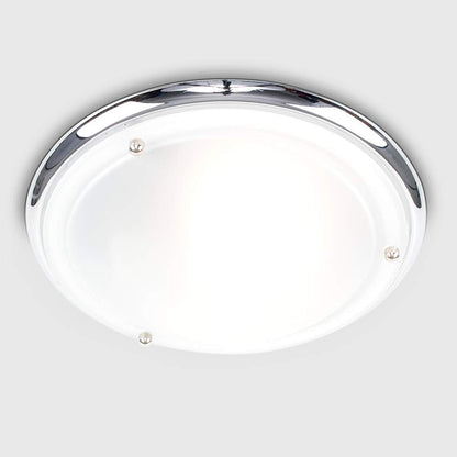 MiniSun | Modern Silver Chrome and Glass Flush Ceiling Light | Bath Ceiling Lights, Home Décor & Improvement Essential