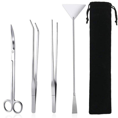 Aquarium Tools, Stainless Steel Aquascaping Tools- 4 in 1 Aquatic Plants Tweezers Scissors Spatula Cleaning Tool Set for Fish Starter Kits & Aquariums Tank Plants Kit