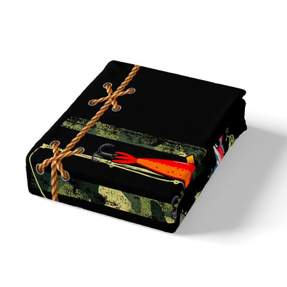 Castle Fairy Fishing Lure Bed Sheet Set for Boys Girls,Green Camouflage American Flag Bed Sheet Set Full Size Bedding Set,Camo Fish Print Fisherman Gift Fitted Sheet and 1 Flat, 2 Pillow Sham