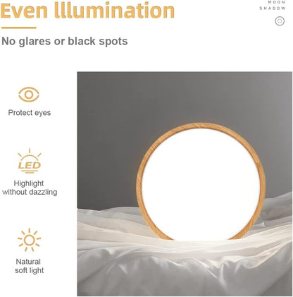12in/30cm 24W LED Wood Grain Flush Mount Ceiling Light, 5000K Daylight White Bathroom Light, 3200LM, Round Ceiling Lighting, 240W Equivalent Ceiling Lamp for Closets, Kitchens, Hallway, Bedrooms, etc.