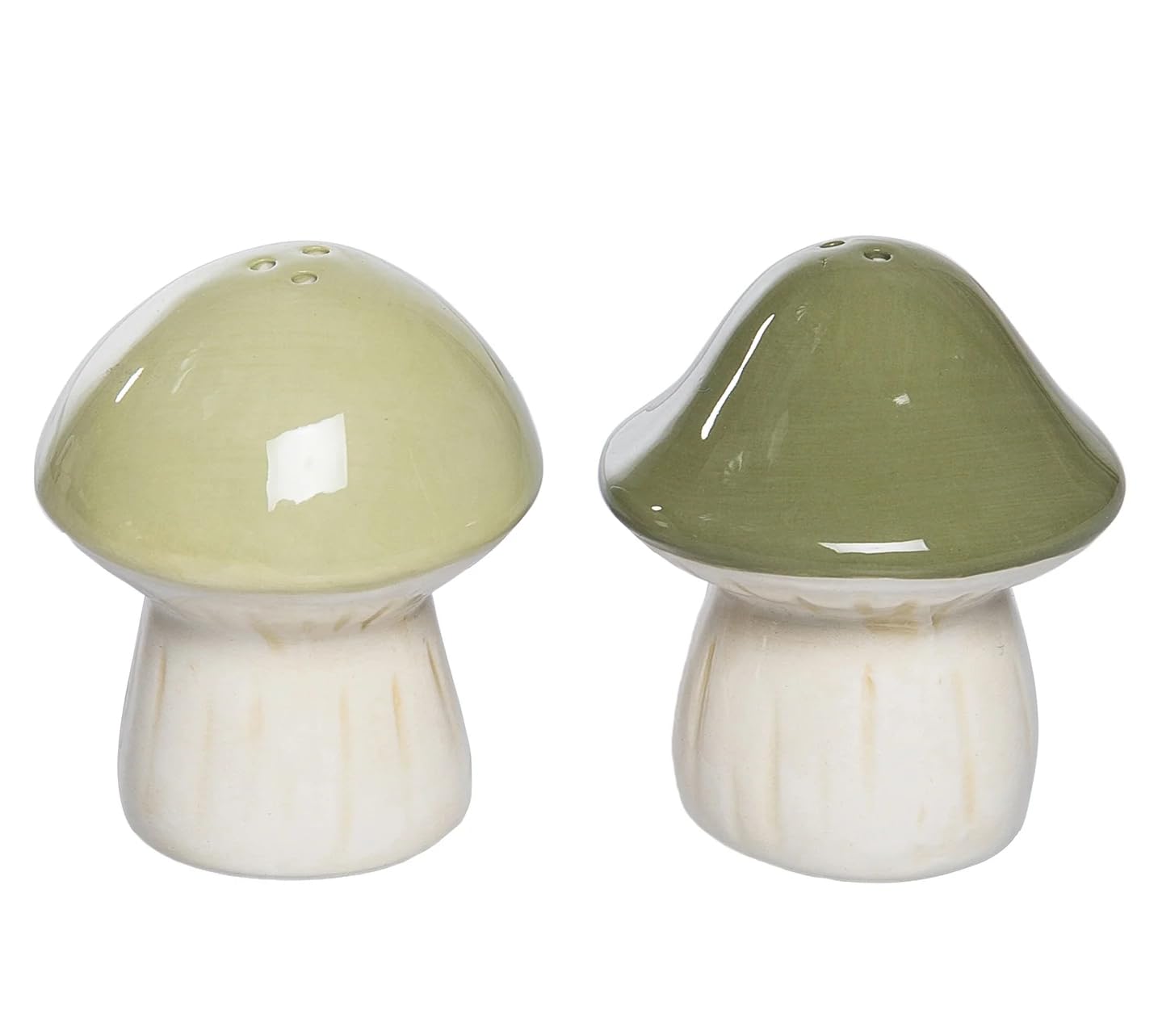 The Bridge Collection Ceramic Mushroom Salt And Pepper Shaker Set – Earthy Green Mushroom Shakers – Nature Inspired Kitchen Seasoning Set