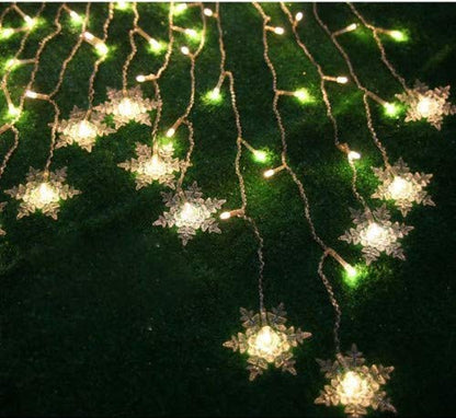 Senofun Snowflakes LED Curtain Lights Color Changing 11.5ft 16 Snowflakes Fairy Lights 80pcs LED Snowflake Lights for Home, Church, Wedding, Birthday (Snowflakes-Warm White)