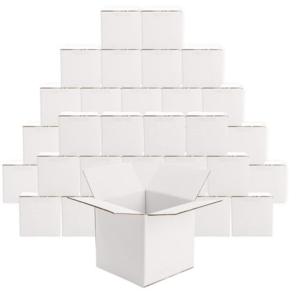 Peohud 40 Pack Small Shipping Boxes, 4 x 4 x 4 Inches White Corrugated Cardboard Box, Mailing Box for Shipping, Packing Storage, Gift Box, Recyclable