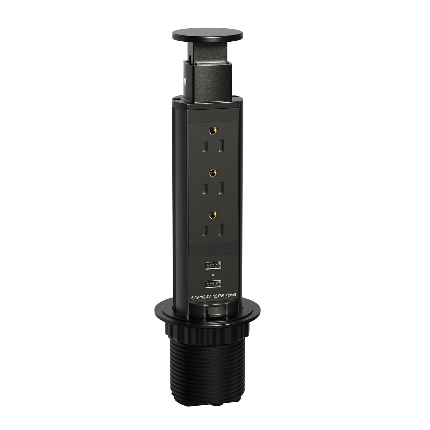 Pop Up Electrical Outlet for Countertop, Recessed Power Strip with 3 AC Outlet & 2 USB Ports,2.5" Hole Pull Pop Up Socket Hidden Outlets, Pop Out Power Outlet for Kitchen Counter Conference Desk