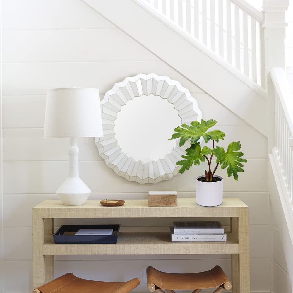 Hollyone Fake Plants Set of 2 Artificial Potted Plants Faux Plants Begonia Plants in White Pots Real Touch Leaves for Office Table Desk Shelf Bathroom Bedroom Greenery Decoration Home Indoor Decor