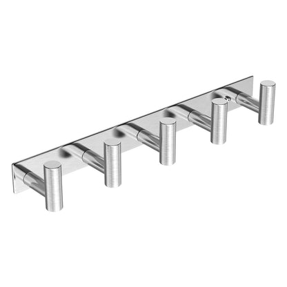 VINHOLD Wall Mounted Coat Rack-5 Hooks, Heavy Duty Stainless Steel Wall Hooks for Towel Coat Bag, Hat Rack Coat Hanger Coat Hooks Towel Racks for Bathroom Entryway Kitchen Hotel (Silvery, 1 Pack)