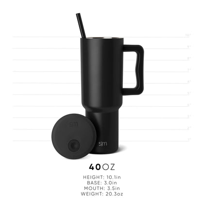 Simple Modern Halloween 40 oz Trek Tumbler with Handle and Straw Lid | Nightmare Before Christmas Cup Holder Friendly Insulated Stainless Steel Travel Mug | Skellington Head