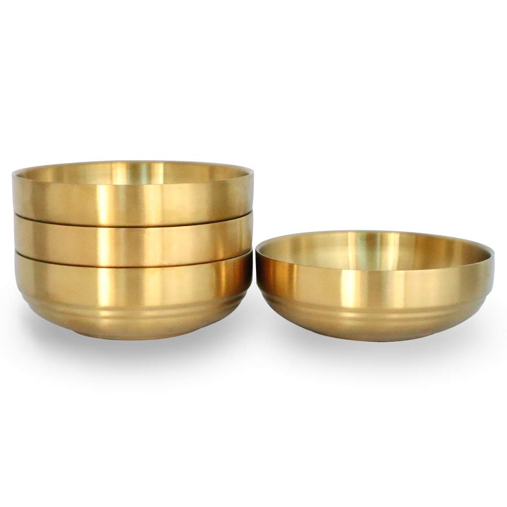Roucerlin 4 PCS 6 OZ Small Double Deck Stainless Steel Sauce Dish, Round Condiment Tray, Mini Sauce Plate, Sushi Dipping Bowls, Condiment Dish for Restaurant, Home (4 PCS)