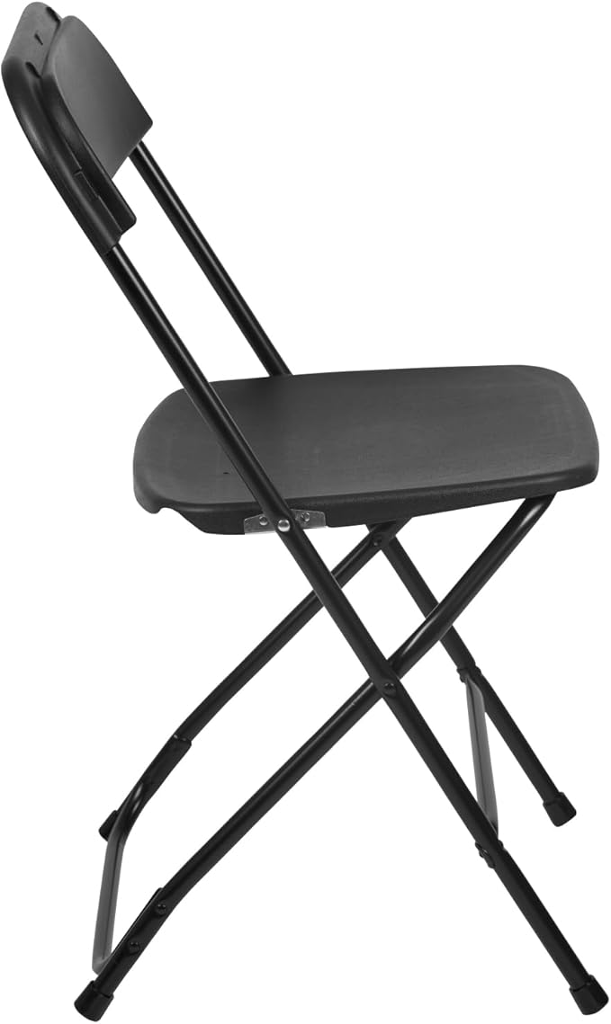 Flash Furniture Hercules Series Plastic Folding Chairs for Parties and Weddings, Stackable Commercial Event Seats with 650-lb. Static Weight Capacity, Set of 2, Black