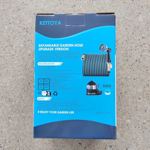 KETTOYA 100FT Expandable Garden Hose, Flexible Water Hose with 10-Pattern Spray Nozzle, Leak-Proof Retractable Heavy Duty Hose Pipe, 4-Layer Latex Core, Durable 3750D, Male Valve Connector, Kink-Free