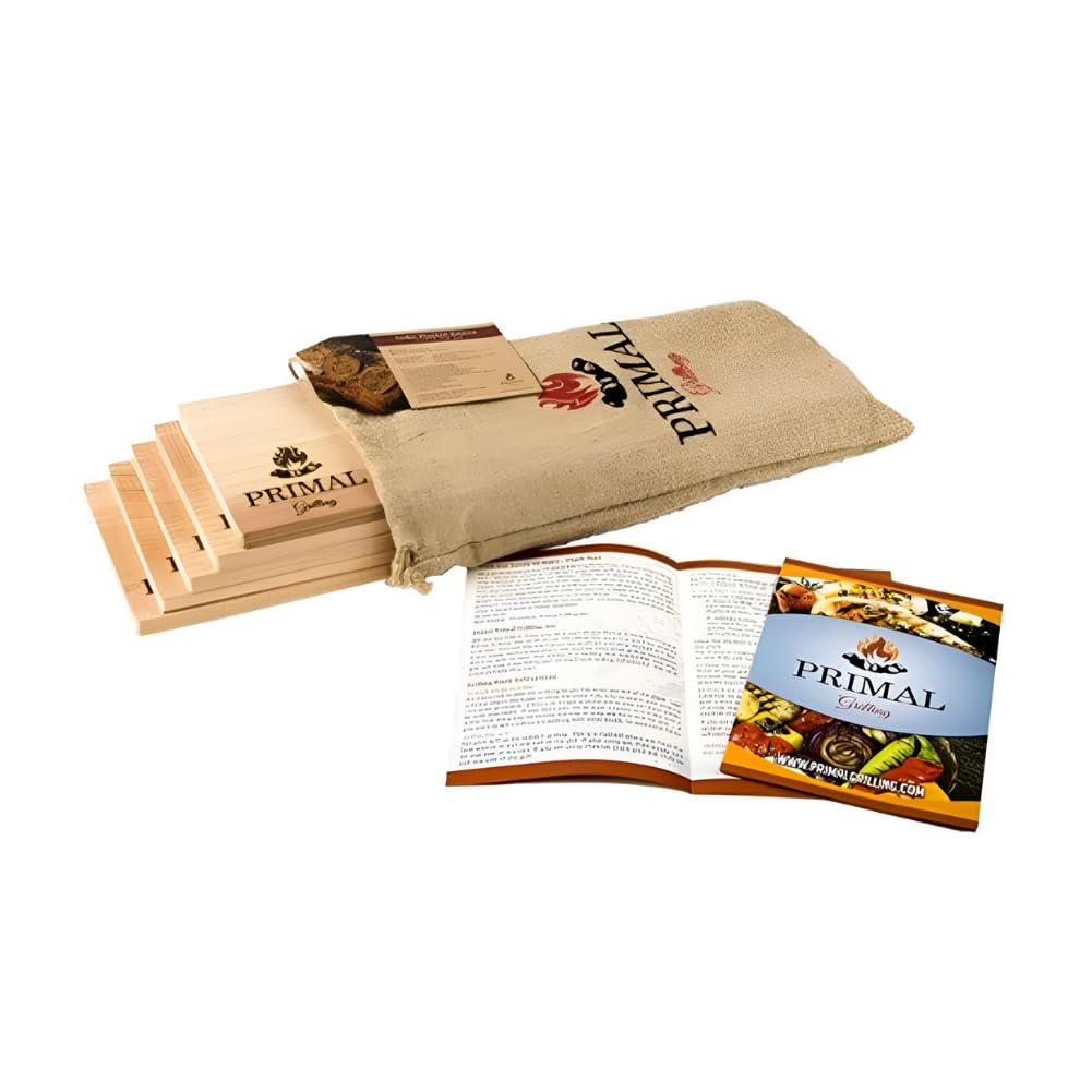Primal Grilling Premium Cedar Planks - Cedar Planks for Grilling Salmon - Thicker Design for Moister - Natural Wood Planks for Grilling - (5 Pack)