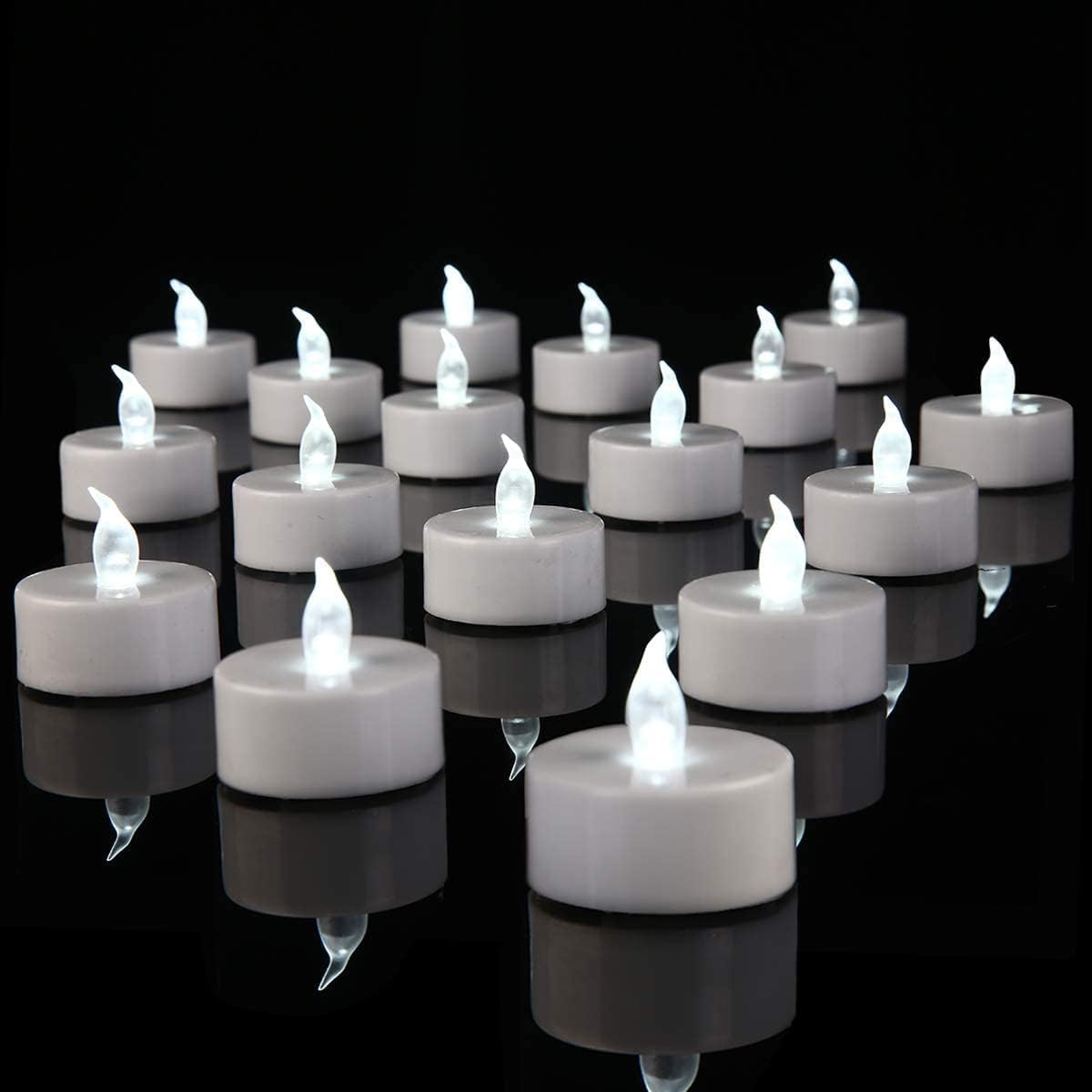 VETOUR LED Tea Lights Candles Battery Operated :50PCS Flickering Fake Tealights 200 Hours Last Electric Candle for Votives,Festival celeration Thanksgiving,Hallween,Christmas (Cool White Light)