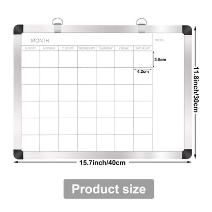 TORASO Dry Erase Monthly Calendar Board, Magnetic Surface Whiteboard for Wall, Office/School/Home, Aluminum Frame Hanging Board 11.8"x 15.7"(YL-Silver-3040-A)