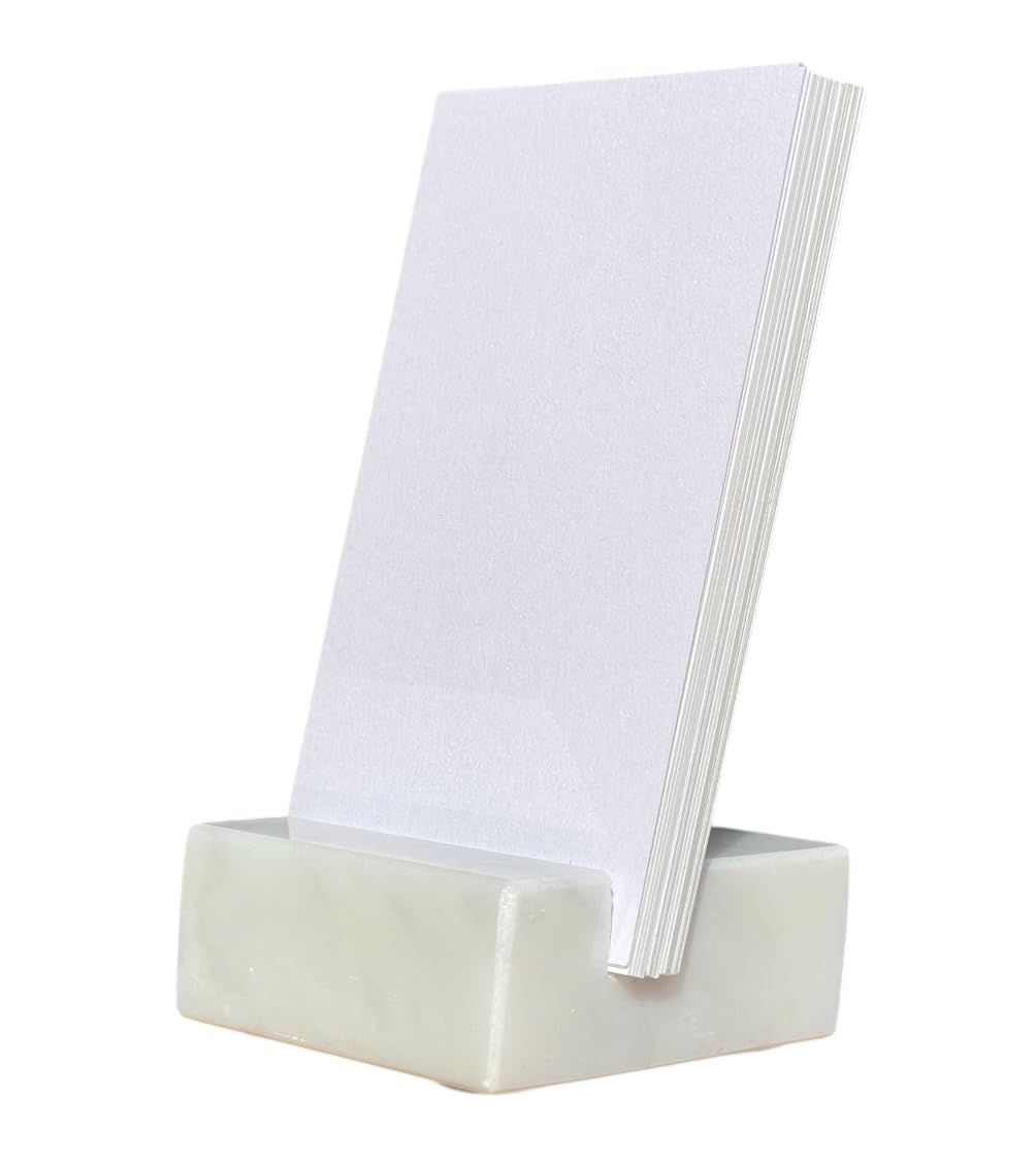 Craftsman Stoneworks Vertical Business Card Holder made from White Carrara Marble