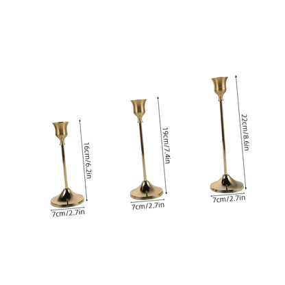 SWOOMEY 6pcs Metal Candlestick Holders for Taper Candles Secure Support and Polished Shiny Finish, Elegant European Craftsmanship, for Dinner Table Centerpiece and Wedding Events Décor