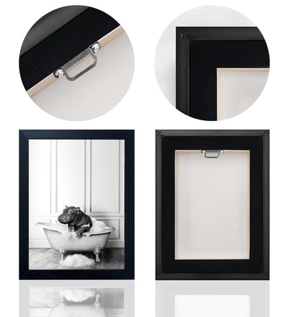 Bathroom Picture Wall Decor, Framed Black and White Bathroom Wall Art, Toilet Paper in Little Funny Raccoon's Hand Animal Canvas Print Painting