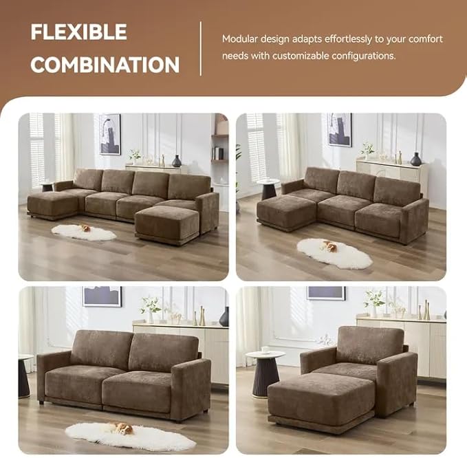 77.4" Chenille Modular Loveseat Oversized Upholstered 2 Seater Sectional Sofa