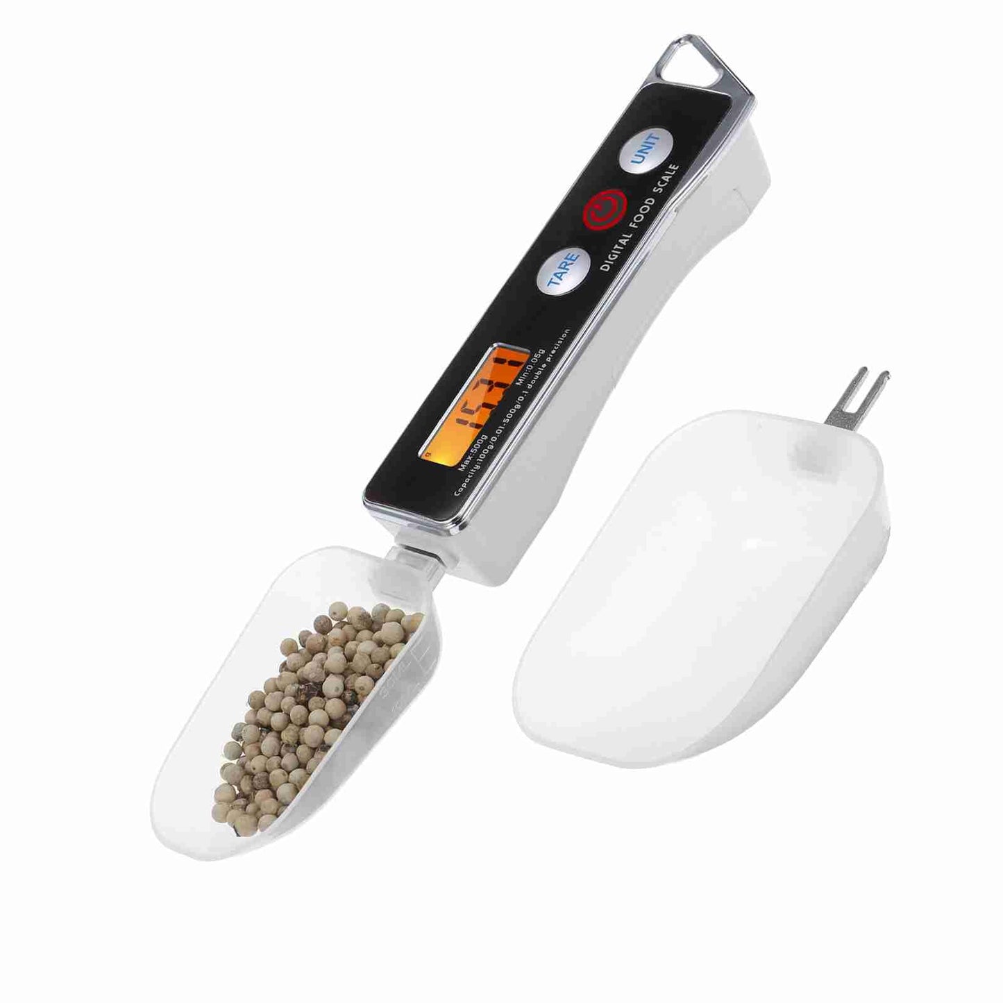Digital Spoon Scale Electronic Measuring Spoon Scale with LCD Display, Electronic Measuring Spoon Scale Food Tare Function Capacity 0.05g to 500g g Kitchen Food Weighing Spoon Scale (Black)