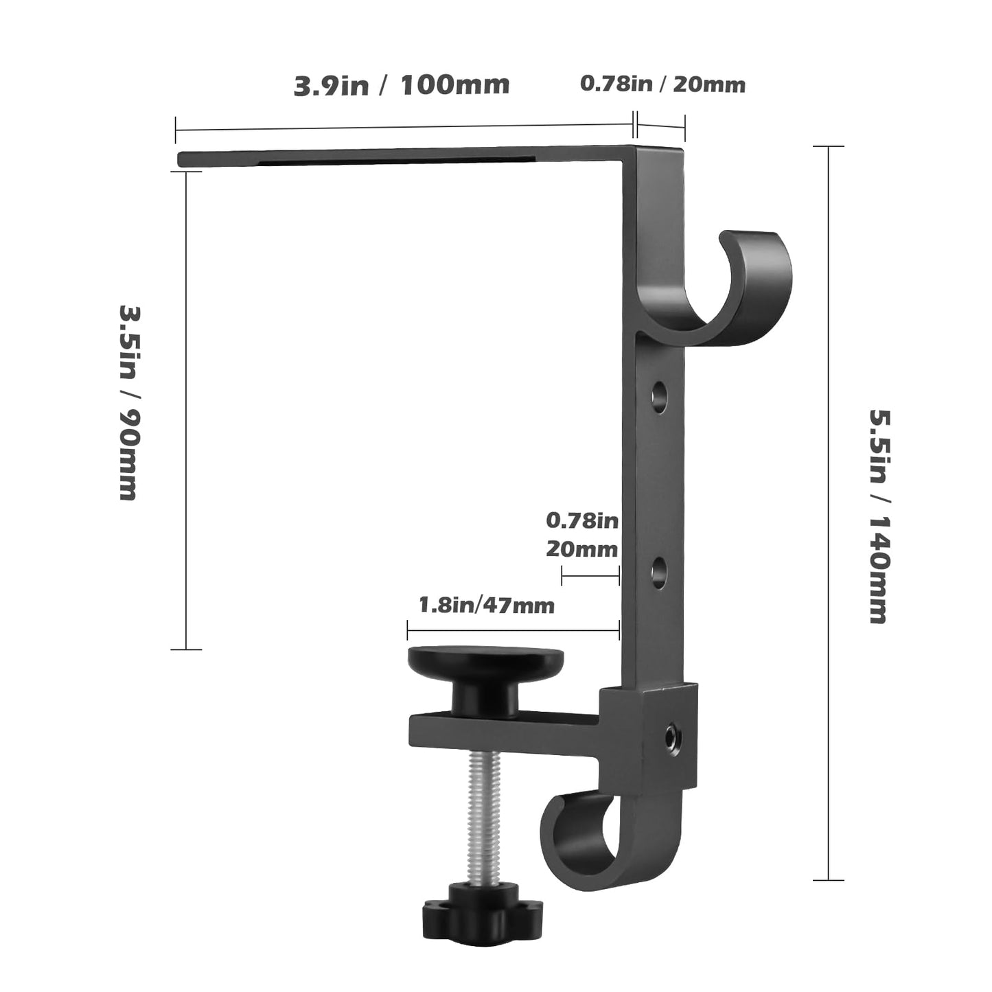 Acrridi Stocking Hangers for Mantel,4 Pcs 2 in 1 Adjustable Fireplace Christmas Stocking Holder,No-Drill, Easy to Install Garland Hanger for Christmas Decorations,Fits 0.1”-3.5”Mantles(Black, 4)