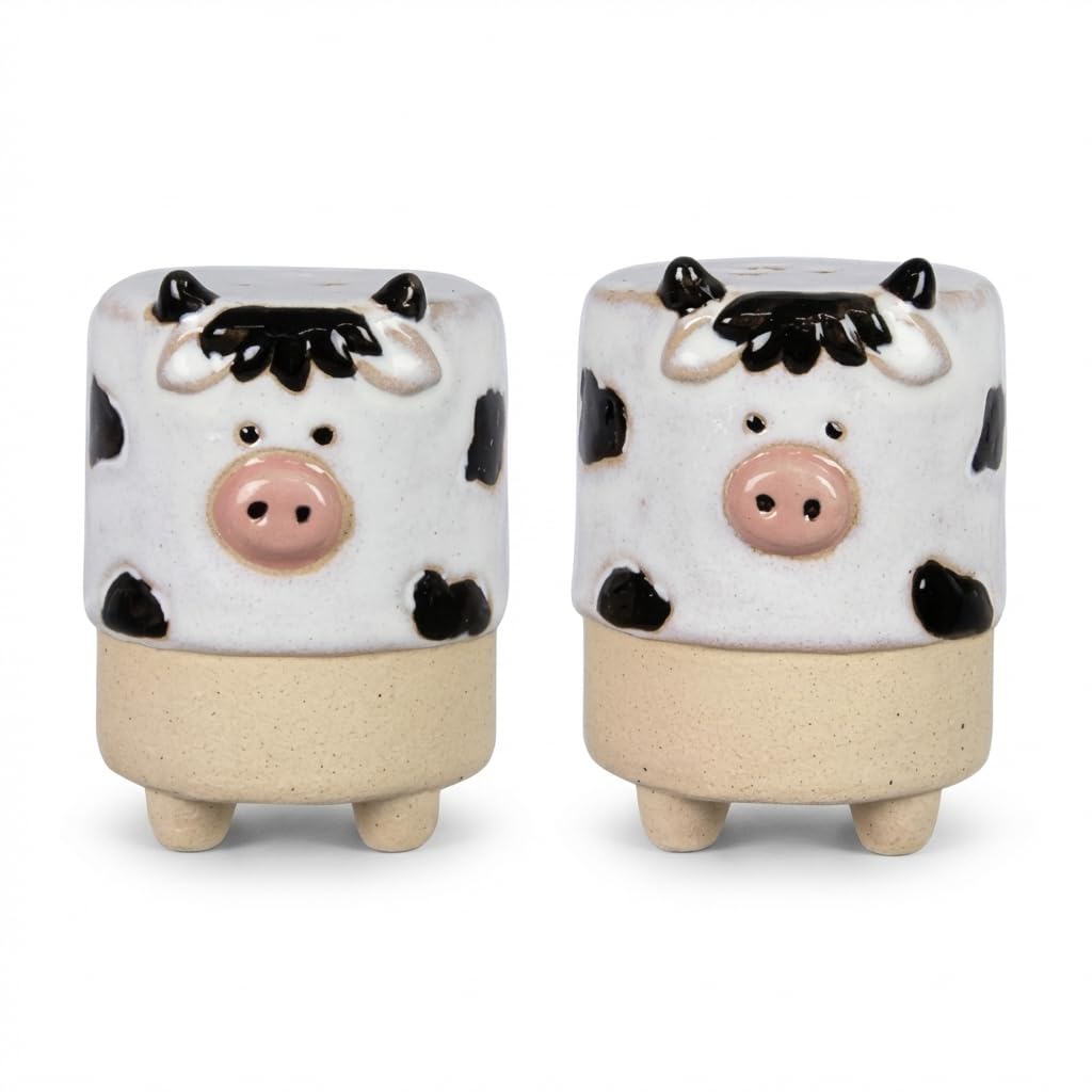 The Bridge Collection Cute Ceramic Cow Salt and Pepper Shakers