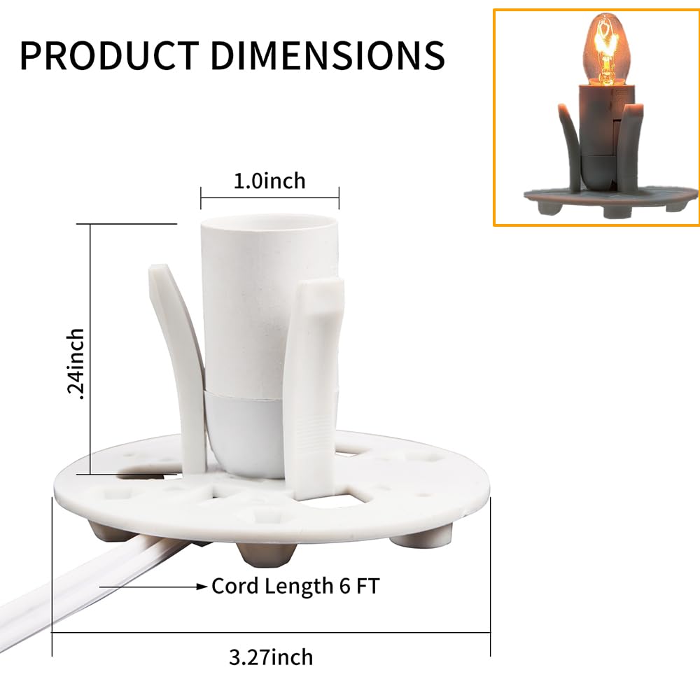 KODBPJ Himalayan Salt Lamp Cord, with Dimmer Switch,Christmas Bulb,Salt Lamp Cord with Dimmer Control and Base Assembly,6 Feet,E12 Base for Himalayan Salt Lampsand with 6 Free 7-15W Bulbs (White)
