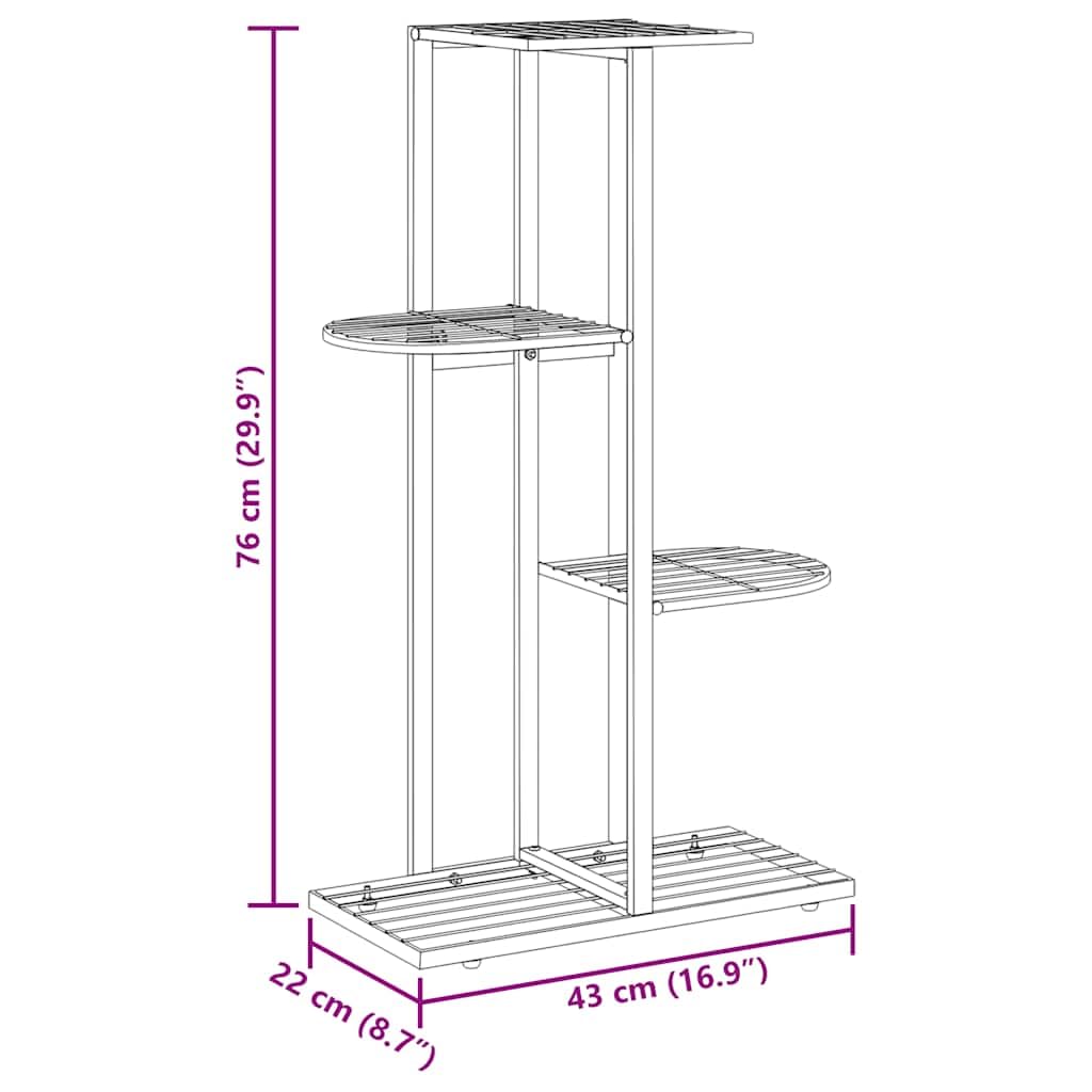 FMPGJLYH 4-Tier Metal Plant Stand, Tall Indoor Outdoor Flower Shelf for Living Room, Garden, Balcony, Modern Rectangular Display Rack, Black