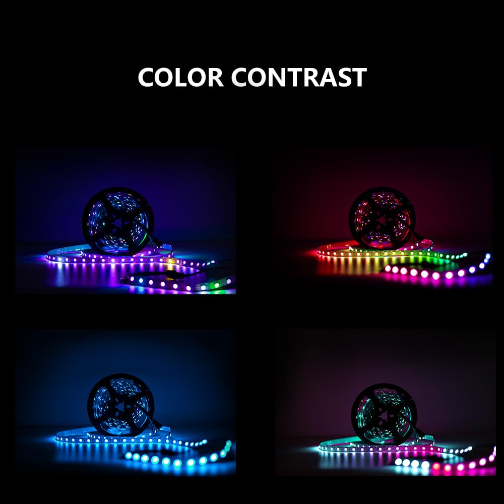 WS2812B LED Strip Individual Addressable Light WS2811 IC WS2812 60Pixels/m SMD 5050 RGB Pixel Strip DC5V (16.4FT 300LEDS Non-Waterproof, White PCB)