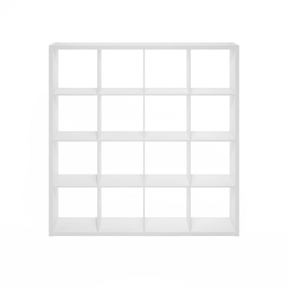 Furinno Cubicle Book Shelf, 16-Cube Bookshelf, Extra Thick Frame Reversible Bookcase with Open Back, 14.6" x 58" x 58", for Living Room, Bedroom, Home Office, White