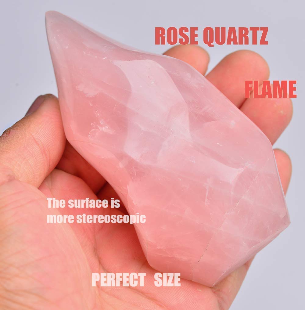 AMOYSTONE Healing Crystal Stone Bookends Decorative Rose Quartz Tower Great Gifts