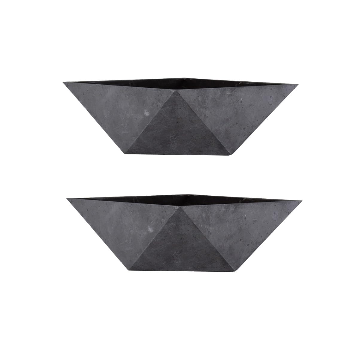The HC Companies 6 Inch Deco Faceted Plastic Succulent Bowl - Unique Decorative Indoor Planter with Drainage Hole, Faux Concrete (Pack of 2)