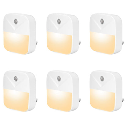 6 Pack Night Light Plug in, White LED Nightlights with Smart Dusk to Dawn Sensor, Plug into Wall Nightlights Suitable for Bedroom, Bathroom, Hallway, Kitchen, Stairs, Kids, Adults