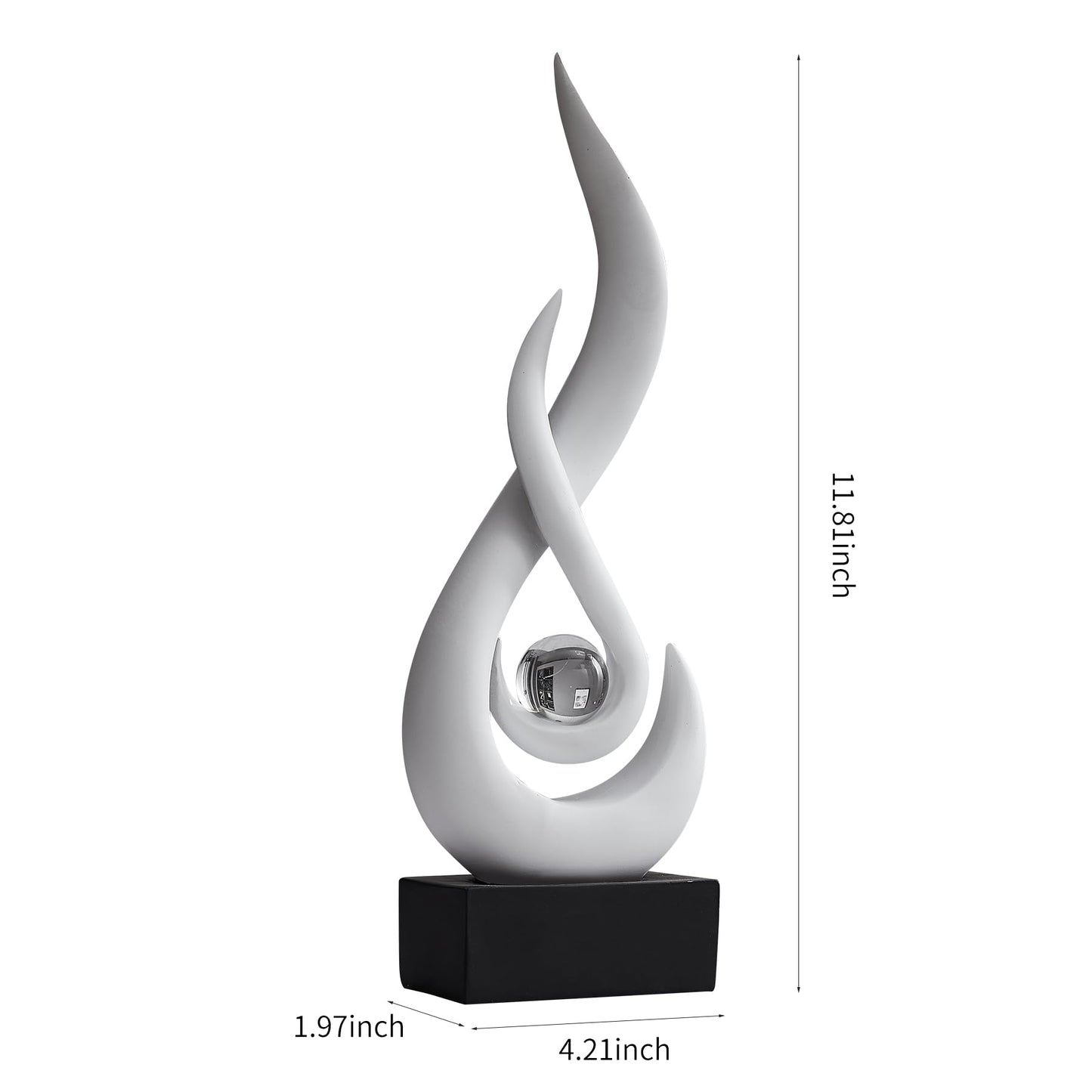 XGZY Flame Sculpture: Resin Flame Shaped Art Decoration, Decor for Home, Wine Rack, Office, Bookshelf (White)