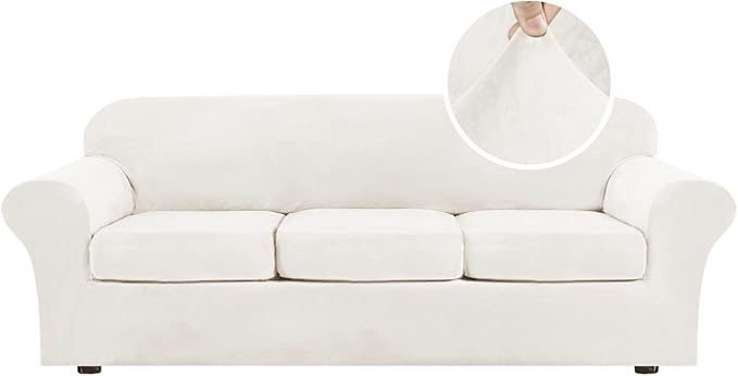 H.VERSAILTEX High Stretch Sofa Slipcover 4 Piece Cover Velvet Furniture