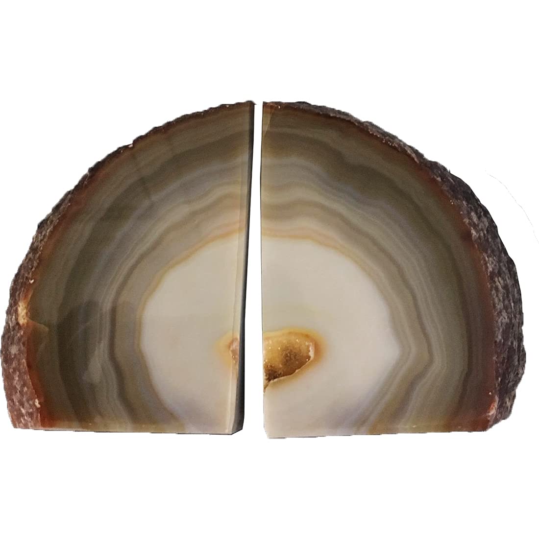 AMOYSTONE Agate Bookends for Shelf Decorative Geode Book Ends for Heavy Books Crystal Bookends for Shelves Nature Brown Small(1 Pair, 2-3 LBS)