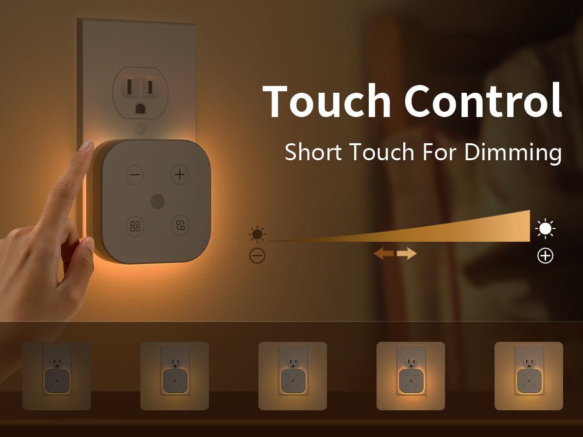 TORANKOS 2 Pack Very Dim Sleep Night Lights Plug into Wall, Sleep Light for Kids and Adult, Bedroom Night Light, Light Sensor, LED, Dimmable, Warm Soft Light Plug in Night Light