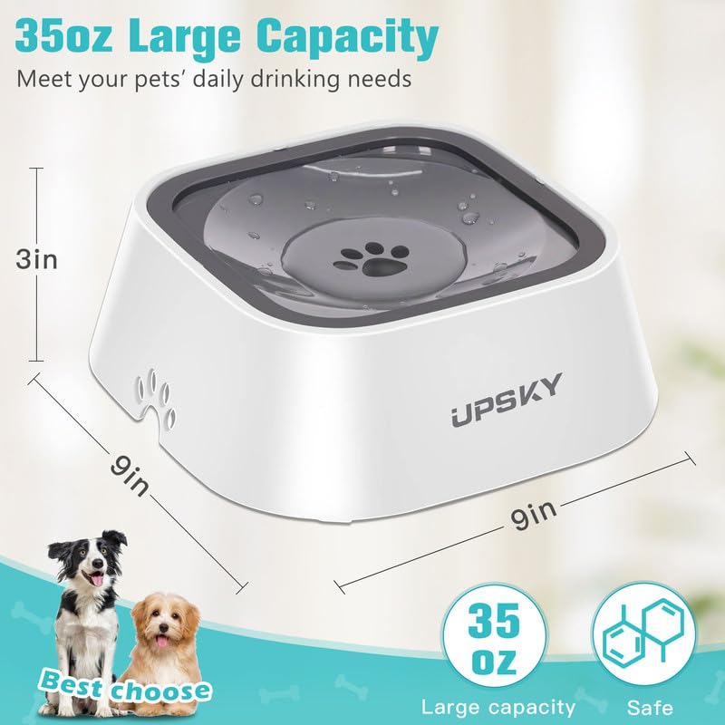 UPSKY No-Spill Pet Water Bowl, Slow Water Feeder, No-Slip Pet Water Dispenser 35oz Feeder Bowl for Dogs and Cats