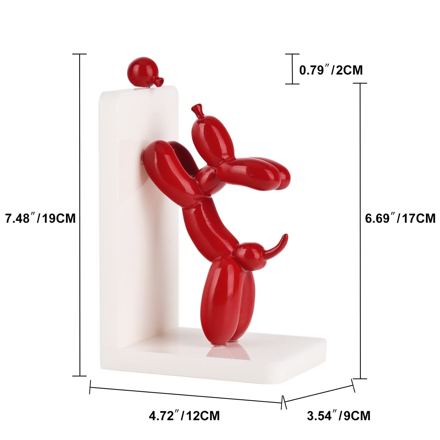 ZHANYUN Resin Balloon Dog Book Ends Decorative，Balloon Dog Bookends Animal Bookends，Animal Book Ends for Kids Books，Cute Bookends Unique Book Ends Book Stopper Book Holder for Shelf Office Home Decor