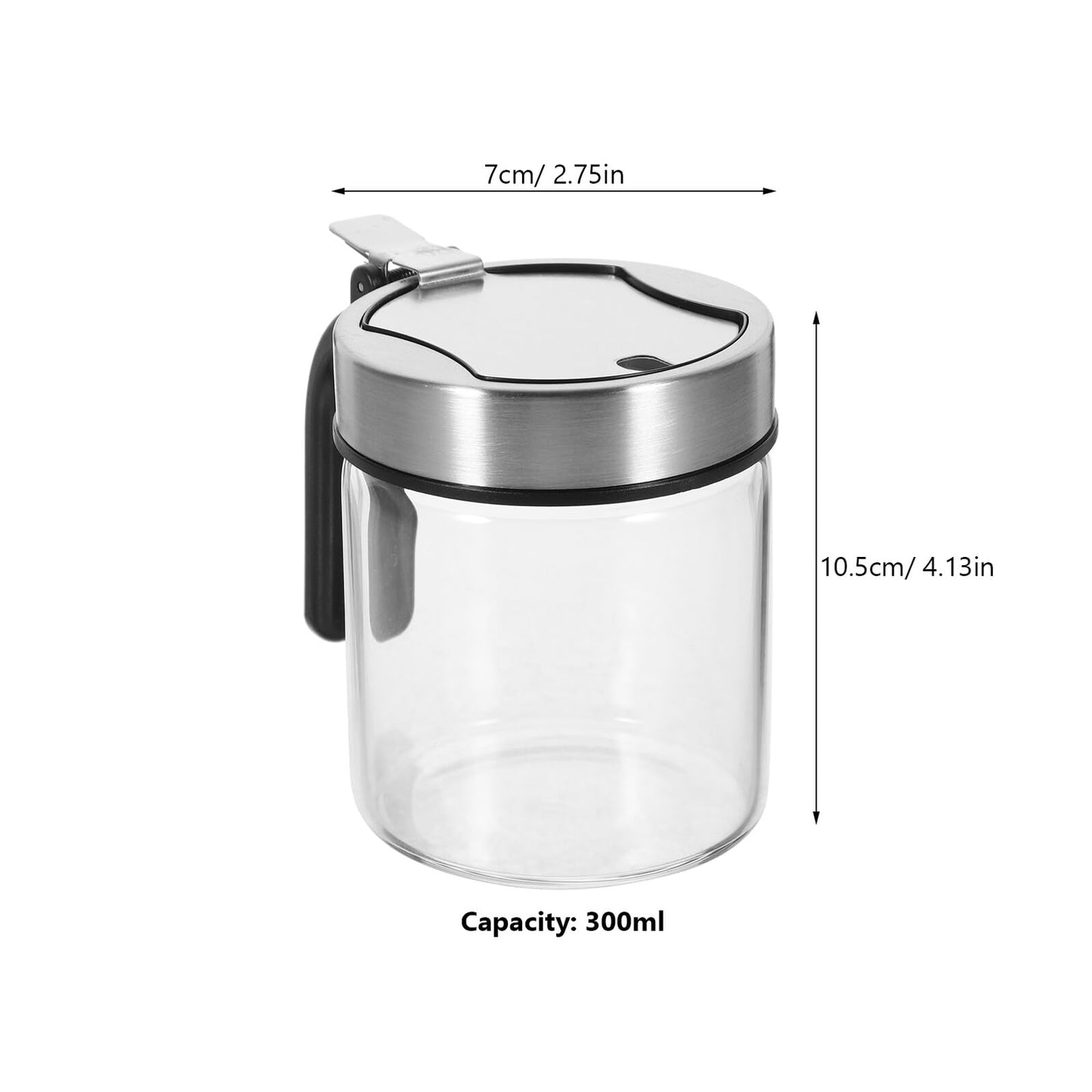 OSALADI Glass Seasoning Jar with Spoon and Stainless Steel Lid Transparent Kitchen Spice Container for Salt Sugar Pepper Storage Corrosion-resistant and Easy to Clean Condiment Bottle