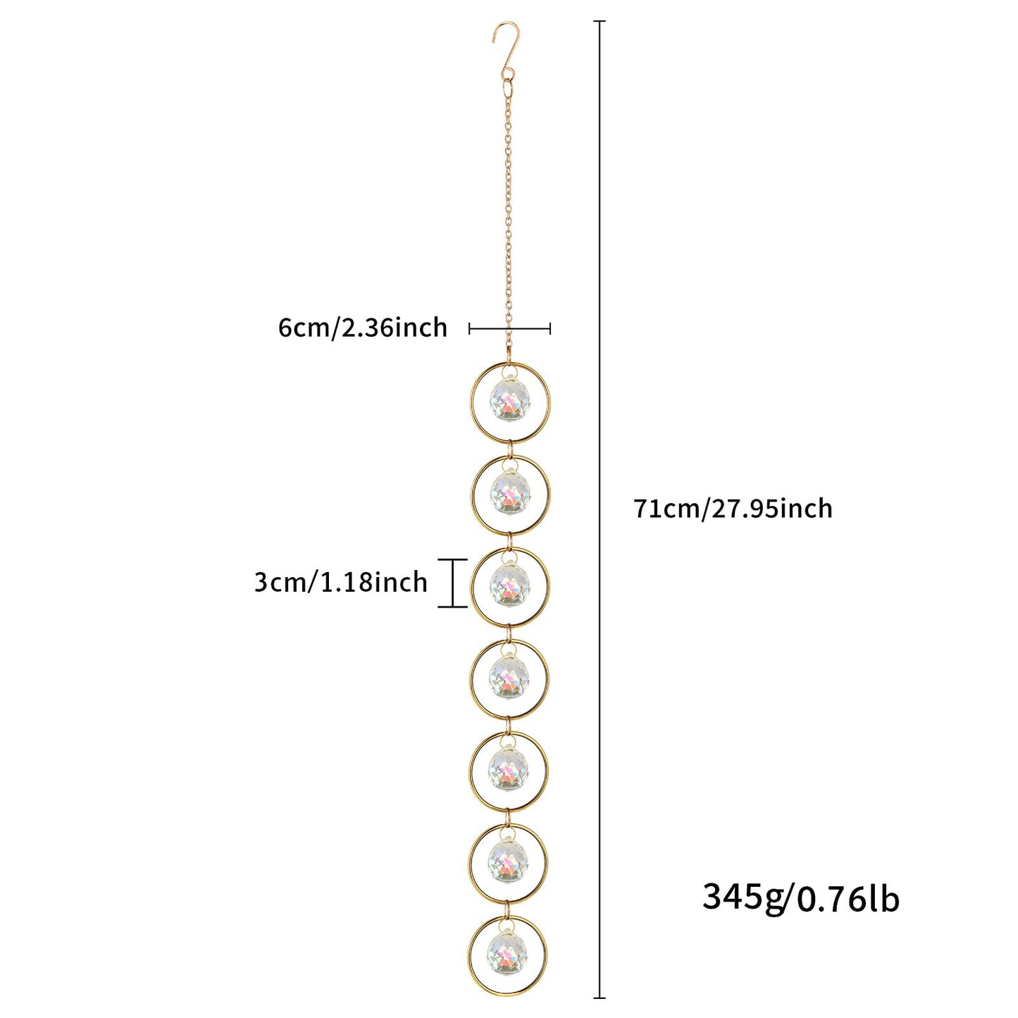 7 Chakra Crystal Suncatcher, AB Color, 30mm Crystal Ball Healing Suncatcher