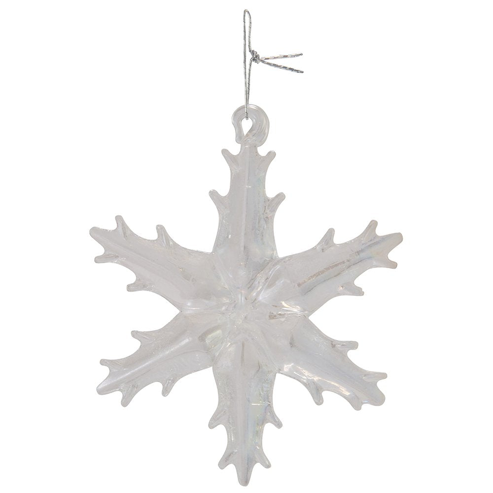 Kurt Adler 2" Glass Iridescent Snowflake Ornaments, 12-Piece Set for Christmas