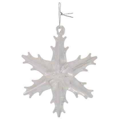 Kurt Adler 2" Glass Iridescent Snowflake Ornaments, 12-Piece Set for Christmas