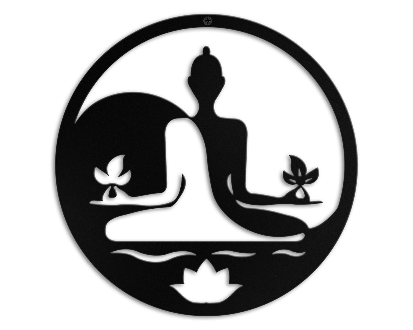 Kas Home Metal Zen Wall Decor Iron Buddha Wall Art Zen Lotus Spiritual Meditation Decor for Living Room Bedroom Yoga Studio Office Wall Décor (Black, 12x12inch)